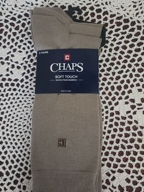 Chaps Men’s Soft-Touch Dress Socks in Taupe (3-Pack)